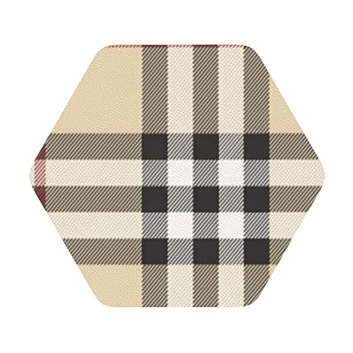 Untersetzer aus Leder mit grauem Plaid-Linien-Print, 4er-Set, Kaffee-Tee-Untersetzer, Vier Formen zur Auswahl Untersetzer aus Leder mit grauem Plaid-Linien-Print, 4er-Set, Kaffee-Tee-Untersetzer, Vier Formen zur Auswahl von GQWJKSZ