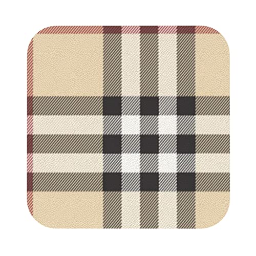 Untersetzer aus Leder mit grauem Plaid-Linien-Print, 4er-Set, Kaffee-Tee-Untersetzer, Vier Formen zur Auswahl Untersetzer aus Leder mit grauem Plaid-Linien-Print, 4er-Set, Kaffee-Tee-Untersetzer, Vier Formen zur Auswahl von GQWJKSZ
