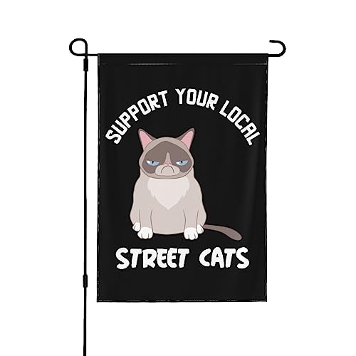 Unterstützen Sie Ihre lokalen Straßenkatzen-Flagge Unterstützen Sie Ihre lokalen Straßenkatzen-Gartenflagge Kleine Gartenflaggen 12 x 18 Doppelseitige Hofdekoration für den Rasen von GQWJKSZ