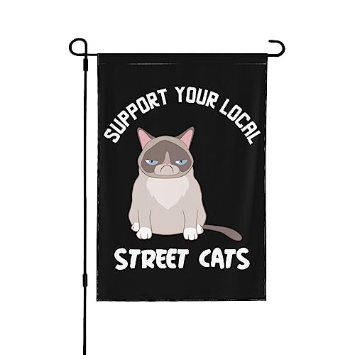 Unterstützen Sie Ihre lokalen Straßenkatzen-Flaggen Unterstützen Sie Ihre lokalen Straßenkatzen-Gartenflaggen Kleine Gartenflagge 12 x 18 Doppelseitiges dekoratives Banner für den Rasen von GQWJKSZ
