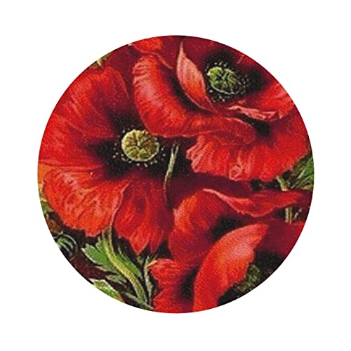 Wunderschönes Untersetzer-Set aus Leder mit rotem Mohnblumen-Druck, 4er-Set, Kaffee-Tee-Untersetzer, Vier Formen zur Auswahl Wunderschönes Untersetzer-Set aus Leder mit rotem Mohnblumen-Druck, 4er-Set, Kaffee-Tee-Untersetzer, Vier Formen zur Auswahl von GQWJKSZ