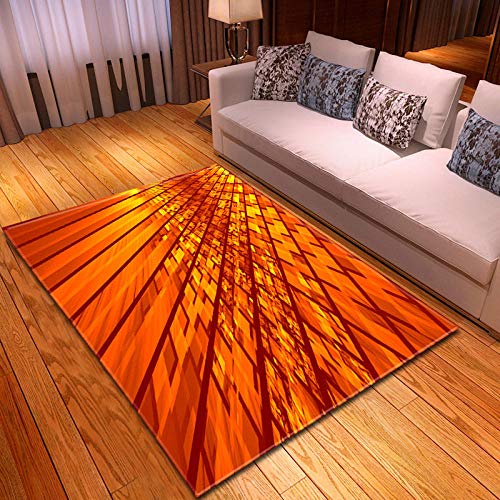 GQYJMSJS Teppich Wohnzimmer Orange Muster 160 x 230 cm Hochwertiger Wohnzimmerteppich,Schlafzimmer Teppich,Home Modern Kurzflor Teppich - für Wohnzimmer, Kinderzimmer oder Flur Läufer von GQYJMSJS