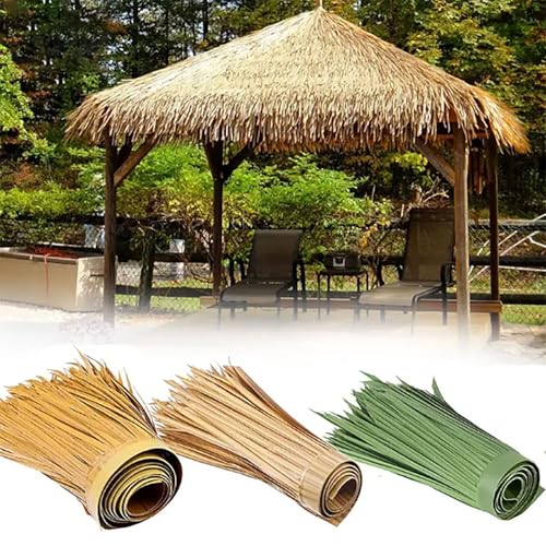 GQZJY Materialien für Tiki Strohdach Palmendach künstliche Strohblätter Partydekorationen gerolltes Palmengras Strohdach Garten Tiki-Bar Hütte Gras (Size:5m16.4ft,Graubraun) von GQZJY