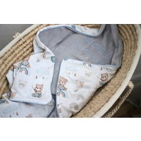 Einen Namen Sticken Ist Gratisbabydecke Bär Regenbogen Kuscheldecke Baby Kinderwagendecke Decke Fleece Hellgrau von GQhobby