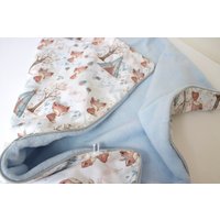 Einen Namen Sticken Ist Kostenlos Babydecke Kuscheldecke Fleece Hellblau Füchse Baby Kinderwagendecke Decke von GQhobby