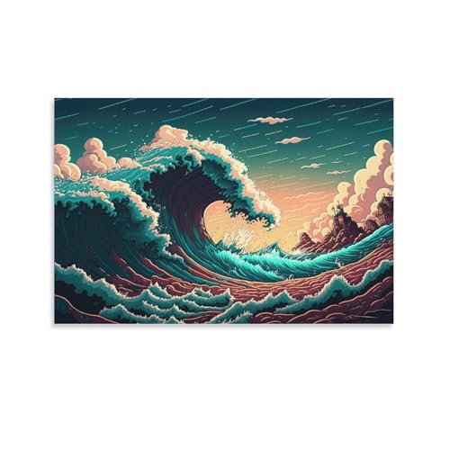 GQmoney Leinwand-Wandkunst mit Meereswellen, individuelles, personalisiertes Foto auf Leinwand für Schlafzimmer, Zimmer, Bild, digital gedruckt, 20 x 30 cm (08 x 12 Zoll) von GQmoney