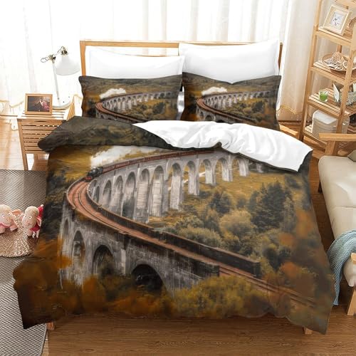 Glenfinnan Harry Potter Bettbezug Set Bettwäsche Kinderbettwäsche-Set Reißverschluss Mit Kissenbezug Betten Set Für Jungen Und Mädchen, Kinder King（220x240cm） von GQmoney