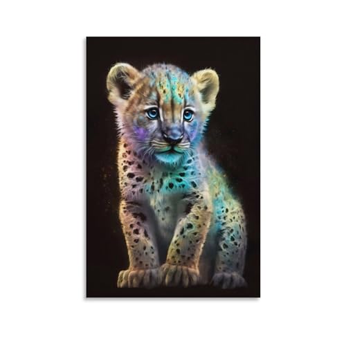Niedliches Galaxie-Baby-Leoparden-Poster, Reproduktion, dekoratives Gemälde, Leinwand, Wandposter und Kunstdruck, modernes Familienschlafzimmer, Poster, 50 x 75 cm von GQmoney