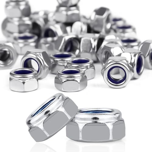 60 Stück M6 Muttern Set Verzinkter Stahl Sicherungsmuttern Selbstsichernde Muttern Sechskantmuttern Sechskantmutter Sechskant Stoppmuttern Kontermuttern Set von GQunit
