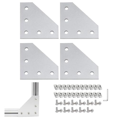 L-Förmige Eckhalterungs Verbindungsplatte 4 Stück Eckhalterungsplatte mit 22 M5-Muttern+22M5-Schrauben+chraubenschlüssel für Standard-Aluminium-Extrusionsprofil Schlitz 2020 L-Förmige Eckhalterungs Verbindungsplatte 4 Stück Eckhalterungsplatte mit 22 M5-Muttern+22M5-Schrauben+chraubenschlüssel für Standard-Aluminium-Extrusionsprofil Schlitz 2020 von GQunit