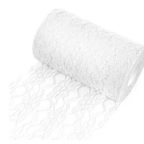 Tischläufer Spitze Weiß 15cm x 22.8m Spitzenstoff Deko Tischläufer Abwaschbar mit zarter Spitze für Hochzeit Taufe Kommunion Festliche Dekoration Tischläufer Spitze Weiß 15cm x 22.8m Spitzenstoff Deko Tischläufer Abwaschbar mit zarter Spitze für Hochzeit Taufe Kommunion Festliche Dekoration von GQunit
