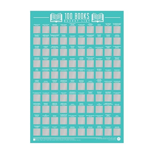 Gift Republic GR630003 Poster zum Freirubbeln mit 100 Buchtiteln, blau, 42 x 59,4 x 0,02 cm (englischsprachig) von GR Gift Republic