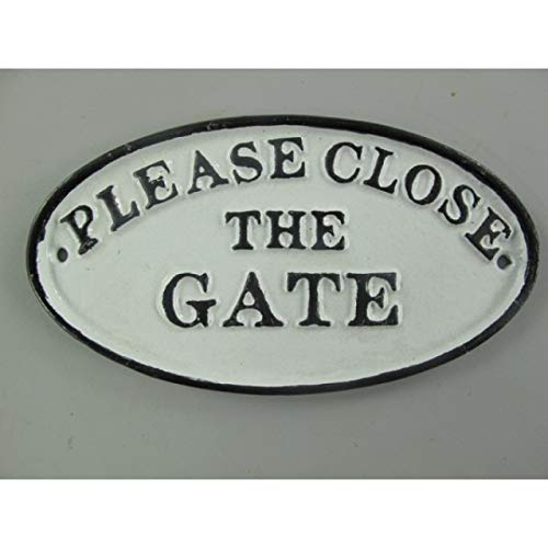GR Nostalgie Türschild Eisen Emaille Please Close The Gate Gusseisen Tür Schild Gartentor von GR
