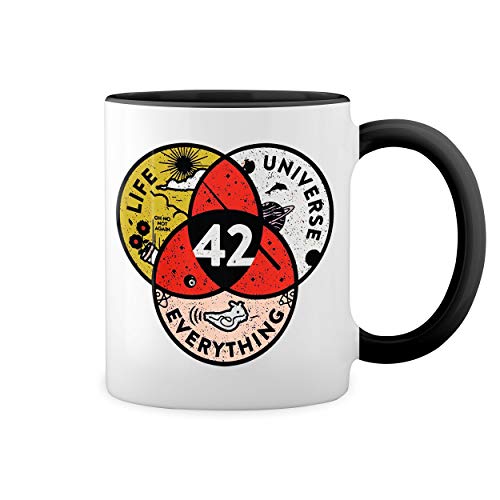 42 The Answer To Life Universe And Everything Weiße Tasse Mug mit schwarzen Felgen & Griff 42 The Answer To Life Universe And Everything Weiße Tasse Mug mit schwarzen Felgen & Griff von GR8Shop