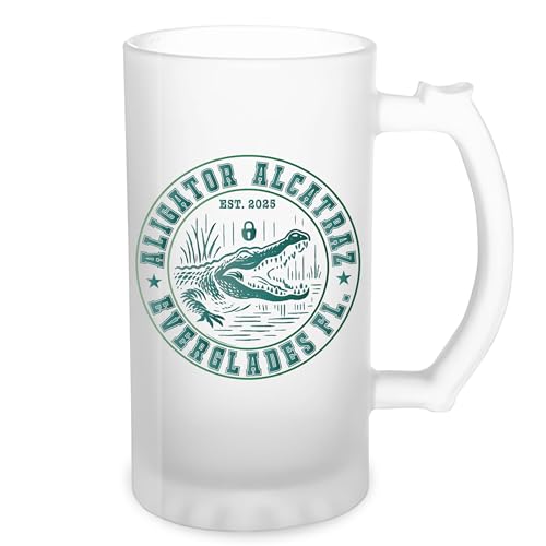 Alligator Alcatraz Florida Everglades Parody Transparent Bierkrug Stein 500ml Tasse von GR8Shop