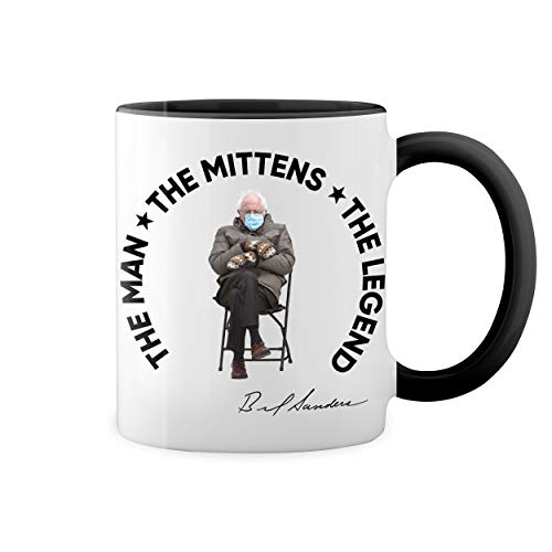 Bernie Sanders The Man The Mittens The Legend Weiße Tasse Mug mit schwarzen Felgen & Griff Bernie Sanders The Man The Mittens The Legend Weiße Tasse Mug mit schwarzen Felgen & Griff von GR8Shop