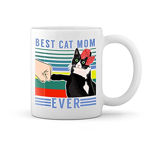 Best Cat Mom Ever Vintage Weiße Tasse Mug von GR8Shop