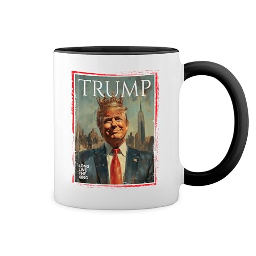 Donald Trump Long Live The King Weiße Tasse Mug mit schwarzen Felgen & Griff von GR8Shop