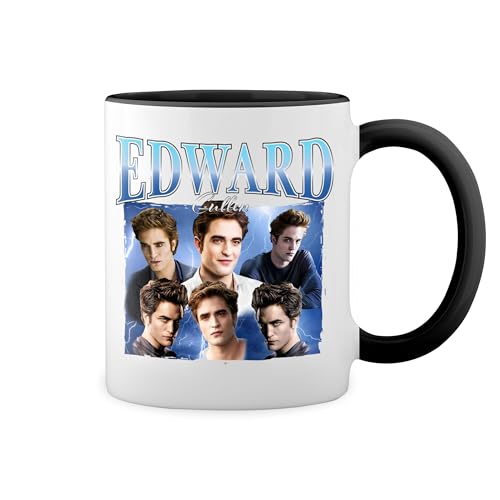 Edward Cullen Inspired By Saga Weiße Tasse Mug mit schwarzen Felgen & Griff von GR8Shop