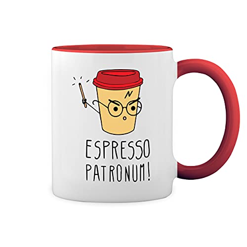 Espresso Patronum Potter Weiße Tasse Mug mit roten Felgen und Griff von GR8Shop