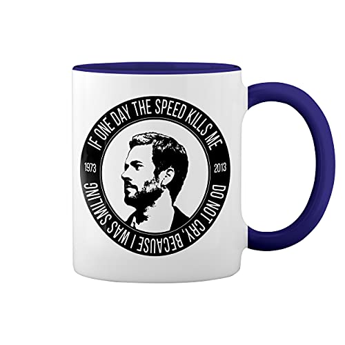 Fast & Furious Paul Walker Weiße Tasse Mug mit blauem Felgen und Griff von GR8Shop