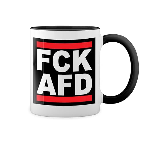 Fck Afd Antifacist Antifa Weiße Tasse Mug mit schwarzen Felgen & Griff Fck Afd Antifacist Antifa Weiße Tasse Mug mit schwarzen Felgen & Griff von GR8Shop