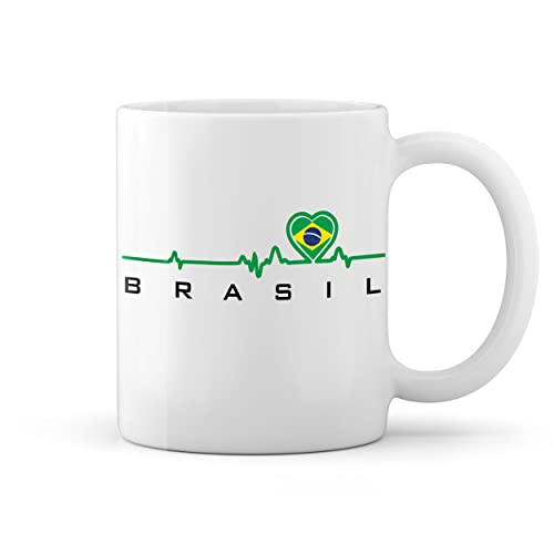 Football Heartbeat Brasil World cup 2022 Weiße Tasse Mug von GR8Shop