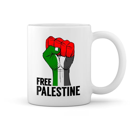 Free Palestine Flag Fist Gaza Weiße Tasse Mug von GR8Shop