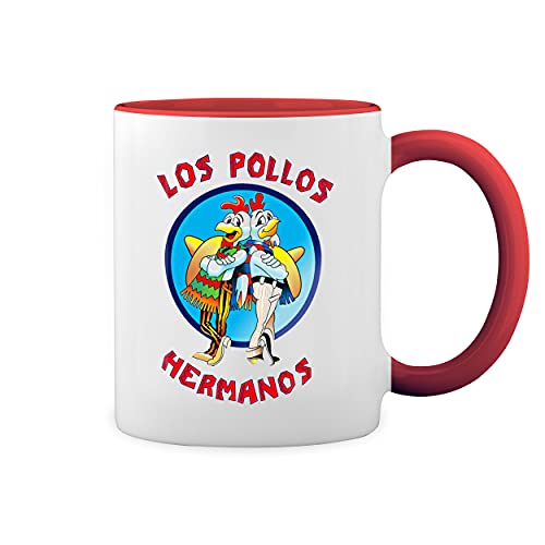 GR8Shop Breaking Bad Los Pollos Hermanos Weiße Tasse Mug mit roten Felgen und Griff von GR8Shop