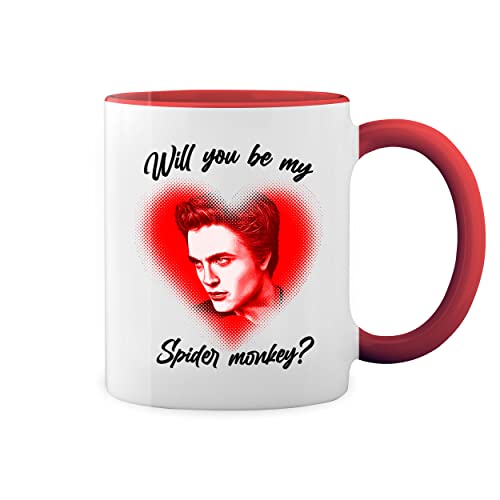 GR8Shop Will You Be My Spider Monkey Weiße Tasse Mug mit roten Felgen und Griff von GR8Shop