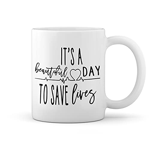 Grey's Anatomy It's Beautiful Day To Save Lives Weiße Tasse Mug von GR8Shop