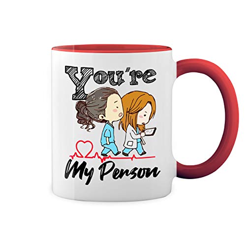 Grey's Anatomy You Are My Person Weiße Tasse Mug mit roten Felgen und Griff von GR8Shop