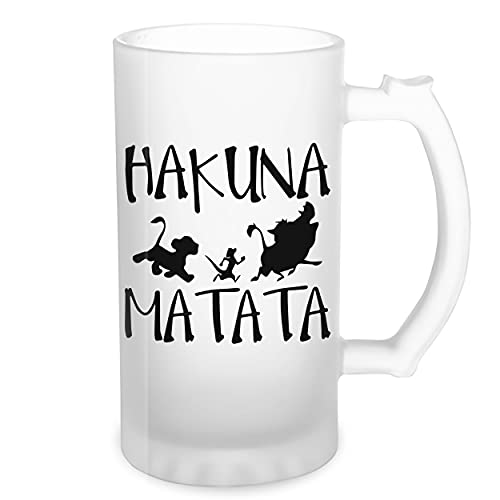 Hakuna Matata No Problems Transparent Bierkrug Stein 500ml Tasse von GR8Shop