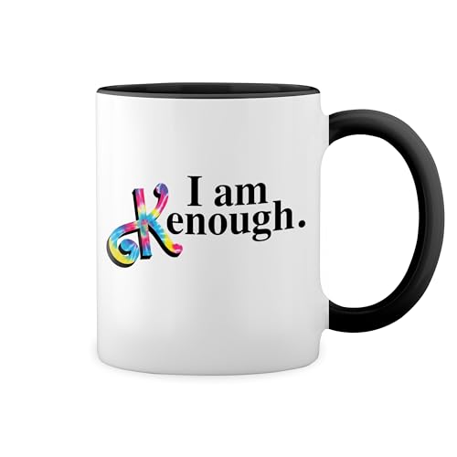 I am Kenough Fun Trend Meme New Trend Fun Lustig Weiße Tasse Mug mit schwarzen Felgen & Griff von GR8Shop