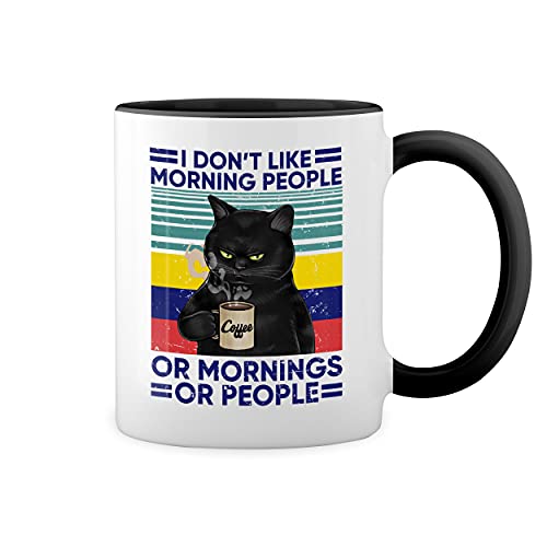 I don't like Morning People Or Mornings Or People Coffee Weiße Tasse Mug mit schwarzen Felgen & Griff I don't like Morning People Or Mornings Or People Coffee Weiße Tasse Mug mit schwarzen Felgen & Griff von GR8Shop