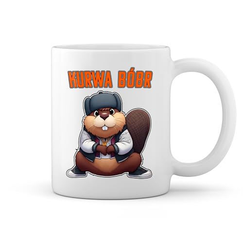 Kurwa Bobr Bober Beaver Fun Lustige Trend Weiße Tasse Mug von GR8Shop
