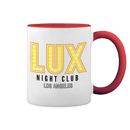 Lux Night Club Gold Lucifer Morningstar Weiße Tasse Mug mit roten Felgen und Griff von GR8Shop