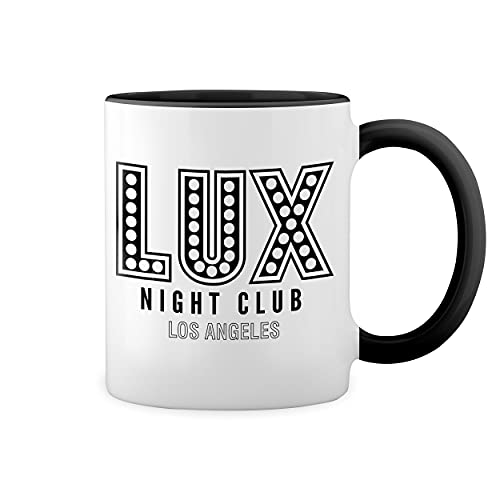 Lux Night Club Lucifer Morningstar Weiße Tasse Mug mit schwarzen Felgen & Griff von GR8Shop