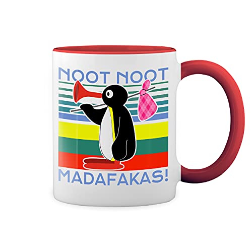 Noot Noot Madafakas Trend 2020 Vintage Weiße Tasse Mug mit roten Felgen und Griff von GR8Shop