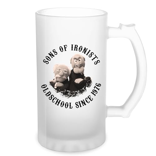 Oldtimers Star Puppets Statler and Waldorf classic lovers New Trend Fun Lustig Transparent Bierkrug Stein 500ml Tasse von GR8Shop