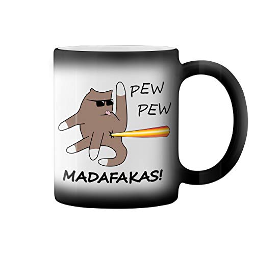 Pew Pew Cat With Farth anime kawai Black Magic Tasse Mug von GR8Shop