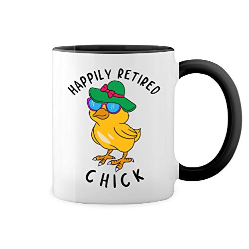 Retired Chick 2021 Weiße Tasse Mug mit schwarzen Felgen & Griff von GR8Shop
