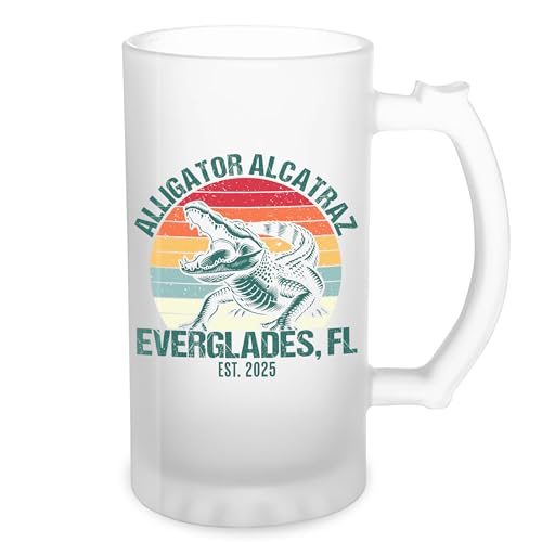 Retro Alligator Alcatraz Everglades Florida Transparent Bierkrug Stein 500ml Tasse von GR8Shop