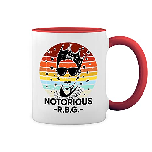 Retro Notorious RGB Ruth Bader Ginsburg Weiße Tasse Mug mit roten Felgen und Griff von GR8Shop