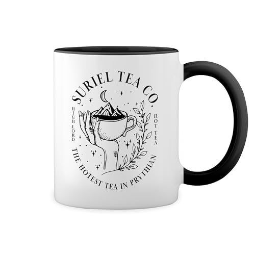 Suriel Tea Co Acotar Court Of Thorns And Roses Fun Lustige Trend Weiße Tasse Mug mit schwarzen Felgen & Griff von GR8Shop