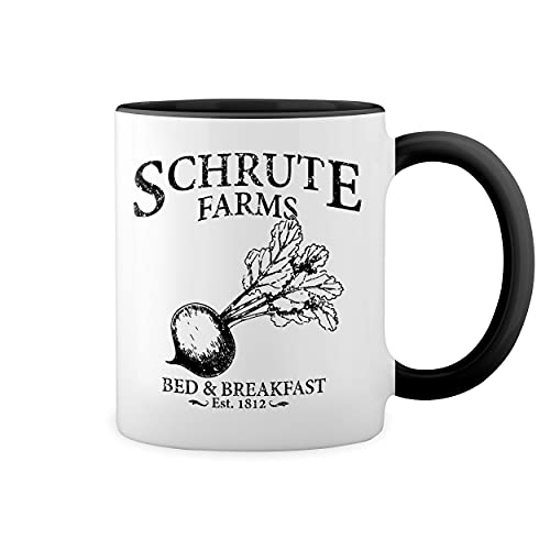 The Office TV Show Schrute Farms Dwight Dunder Miffline Beets Weiße Tasse Mug mit schwarzen Felgen & Griff von GR8Shop