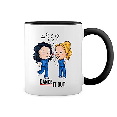 Trending Dance It Out Greys Anatomy Weiße Tasse Mug mit schwarzen Felgen & Griff von GR8Shop