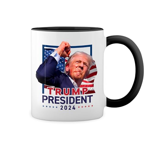 Trump President 2025 Weiße Tasse Mug mit schwarzen Felgen & Griff Trump President 2025 Weiße Tasse Mug mit schwarzen Felgen & Griff von GR8Shop