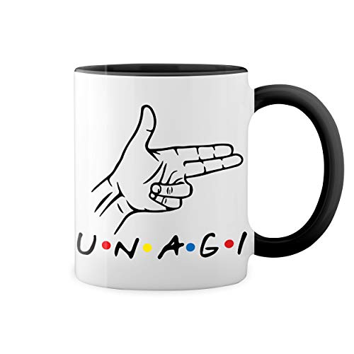 Unagi Ross Slogan Sushi Inspired Friends show Weiße Tasse Mug mit schwarzen Felgen & Griff Unagi Ross Slogan Sushi Inspired Friends show Weiße Tasse Mug mit schwarzen Felgen & Griff von GR8Shop