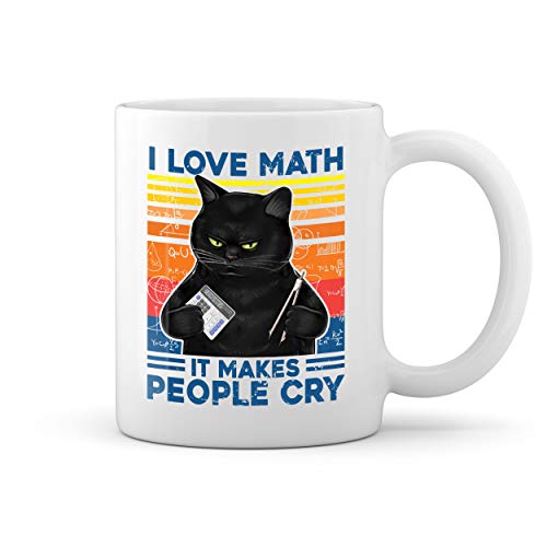 Vintage Cat Love Math It Makes People Cry Weiße Tasse Mug von GR8Shop